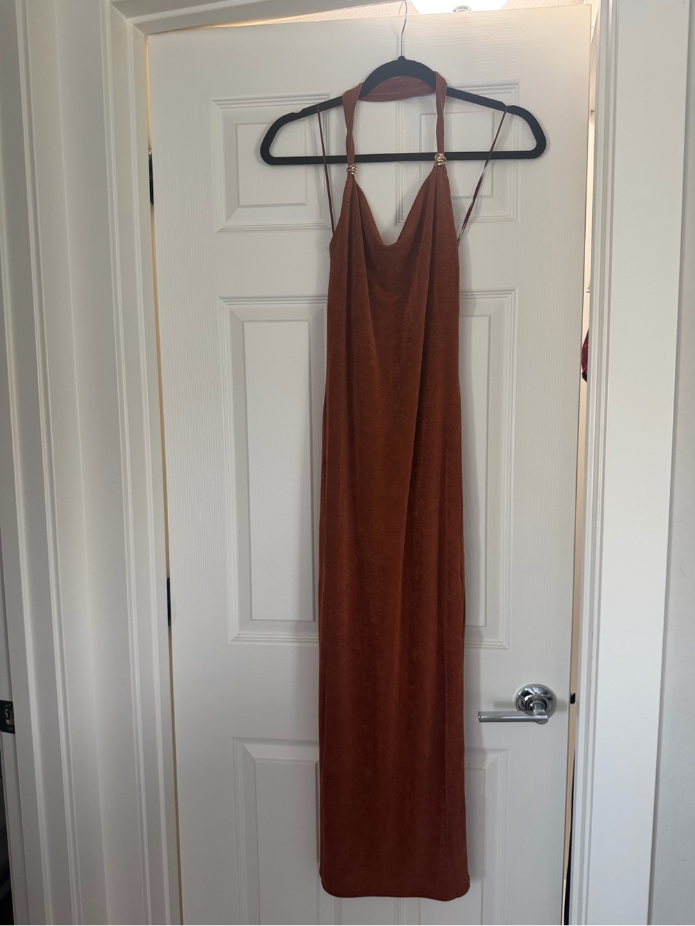 12th Tribe Melani Terracotta Strappy Midi Dress - Picture 3 of 4